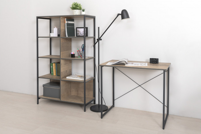 Трувор 13.151.02 Стеллаж, цвет дуб гранж песочный/интра, ШхГхВ 90х37х146 см.