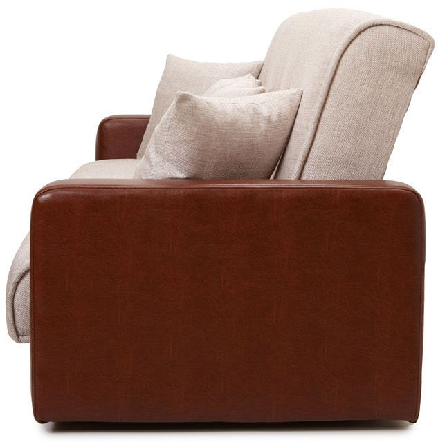 Диван-книжка Лондон, 120х190, рогожка/экокожа бежевая