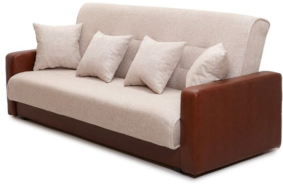 Диван-книжка Лондон, 120х190, рогожка/экокожа бежевая