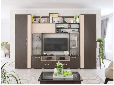 Гостиная Оскар-18, композиция 1, венге/дуб молочный