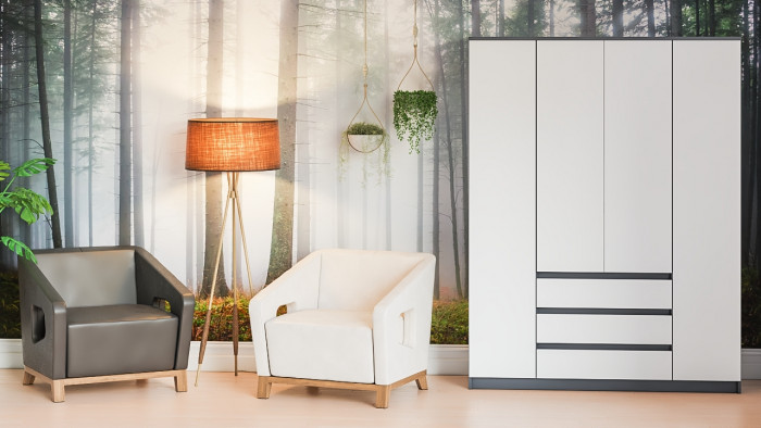 Мори Шкаф МШ1600.1, графит/белый