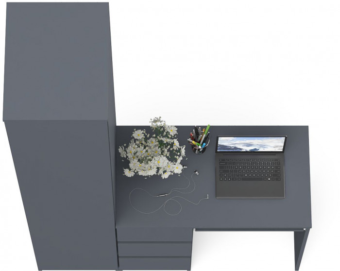 Мори Стол компьютерный МС-6 левый + Пенал МШ400.1, цвет графит, ШхГхВ 130,4х50,4х209,6 см., выдвижные ящики слева, НЕ универсальная сборка