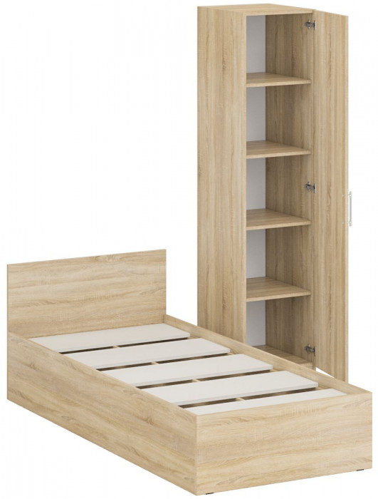 Кровать 0900 + Пенал Стандарт, дуб сонома