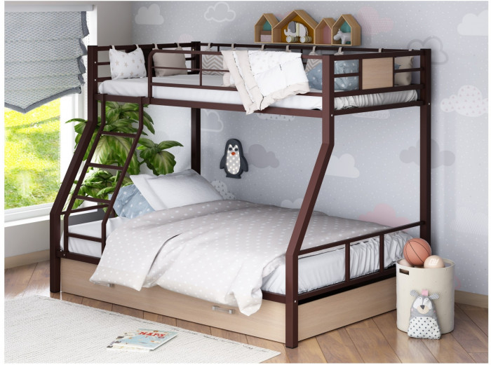 Двухъярусная кровать Гранада-1Я (Серый, Крем)