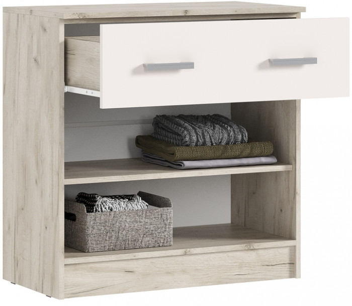 Комод 1 ящик 2 двери, Крафт серый/Кашемир