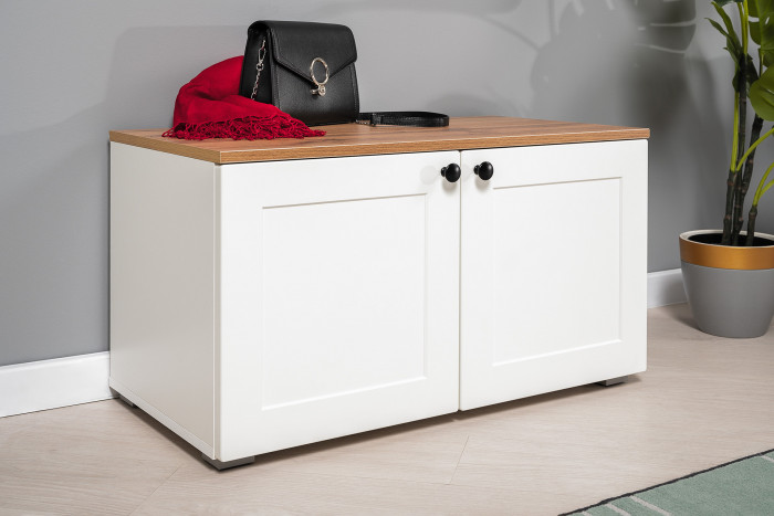 Остин Прихожая 36, цвет белый шагрень/дуб крафт золотой, ШхГхВ 160х54,3х229,6 см., универсальная сборка