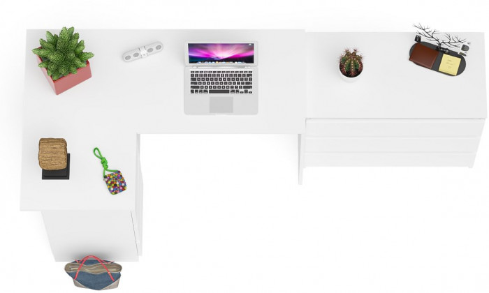 Мори компьютерный стол МС-16 левый + Комод МК800.1, белый