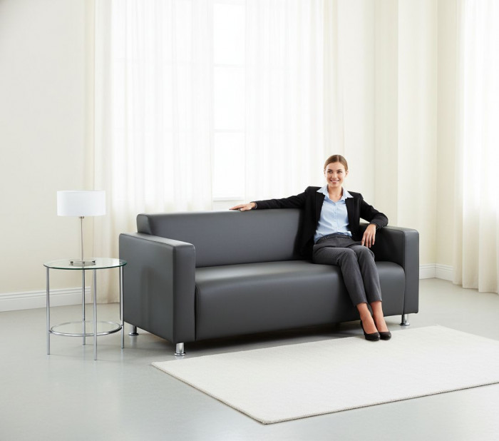 Диван прямой Томи, 180х78х75 см, экокожа, темно-серый