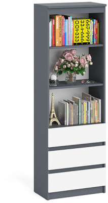 Мори Стеллаж МСТ600.3, цвет графит/белый, ШхГхВ 60,4х35,4х179,6 см.