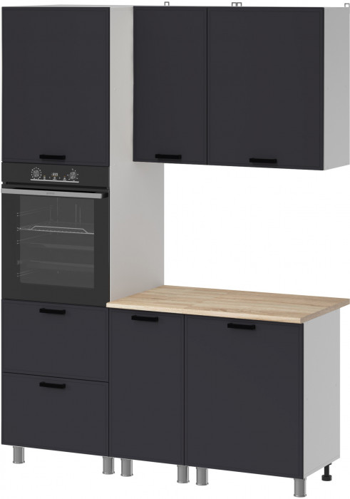 МК Аленушка 1,6м ПД Магнолия Сталь,скоба черный,сонома