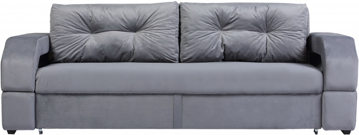 Диван-еврокнижка Манчестер, пружинный блок, 150х195, подсветка, велюр серый