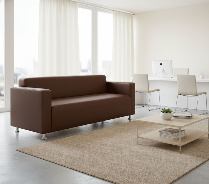 Диван прямой Томи, 160х78х75 см, экокожа коричневый
