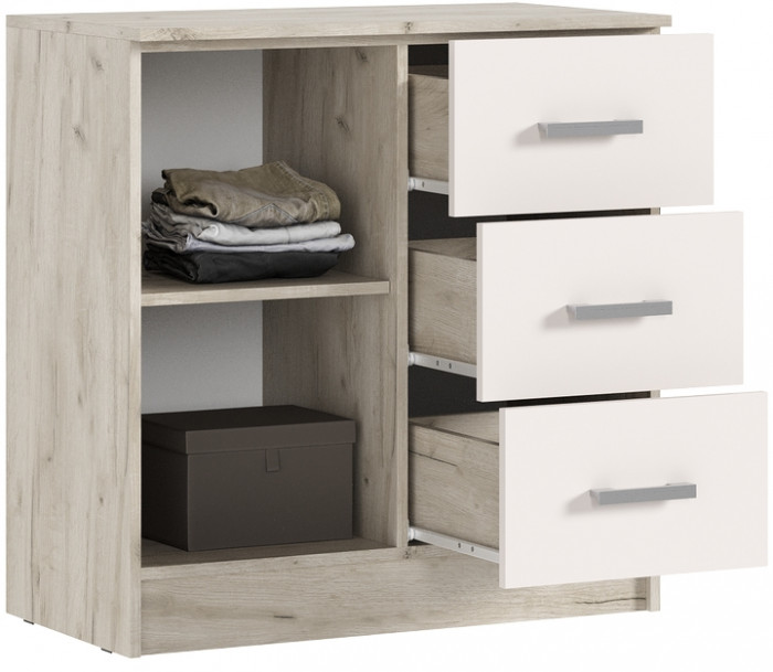 Комод 3 ящика 1 дверь, Крафт серый/Кашемир