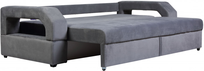 Диван-еврокнижка Манчестер, пружинный блок, 160х195, подсветка, велюр серый