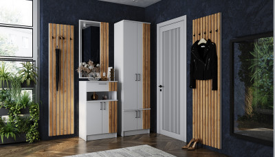 Модульная прихожая Кано, набор 1, Белый/Крафт золотой