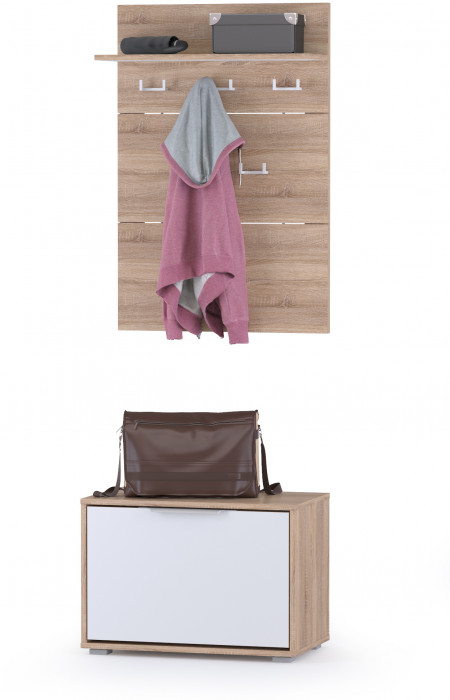Куба Прихожая 20, цвет дуб сонома/белый премиум, ШхГхВ 170х38,3х210,6 см., универсальная сборка