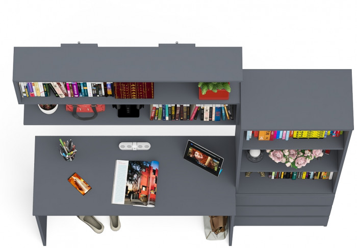 Мори письменный стол МСП1200.1 + Стеллаж МСТ600.3 + Полка 1200, графит