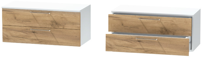 Тумба-5 прикроватная подвесная "Иннэс-7", Белый/Крафт золотой