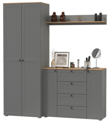 Остин Прихожая 62, серый графит/дуб крафт золотой