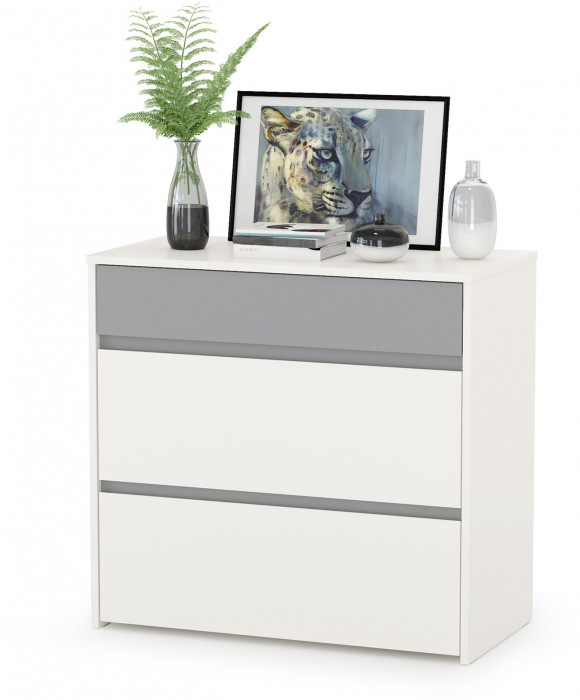 Торонто 12.149 Стол + 13.321 Комод + 16.475 Полка, белый шагрень/стальной серый