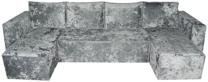 Диван-еврокнижка Лофт Люкс Плюш П-образный с 2 отоманками, 145х260, серый