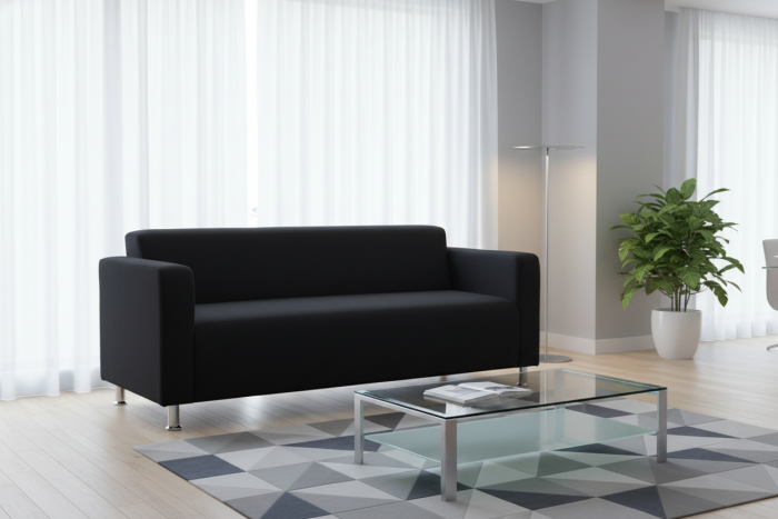 Диван прямой Томи, 180х78х75 см, велюр, черный