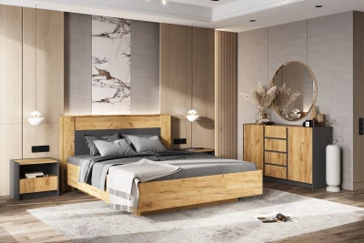 Спальня Остин, композиция 2, Дуб крафт/Графит