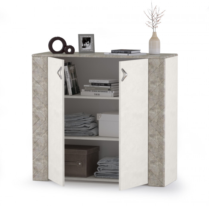 Амели Комод 13.107, цвет шёлковый камень/бетон чикаго беж, ШхГхВ 108х41,3х100,3 см.