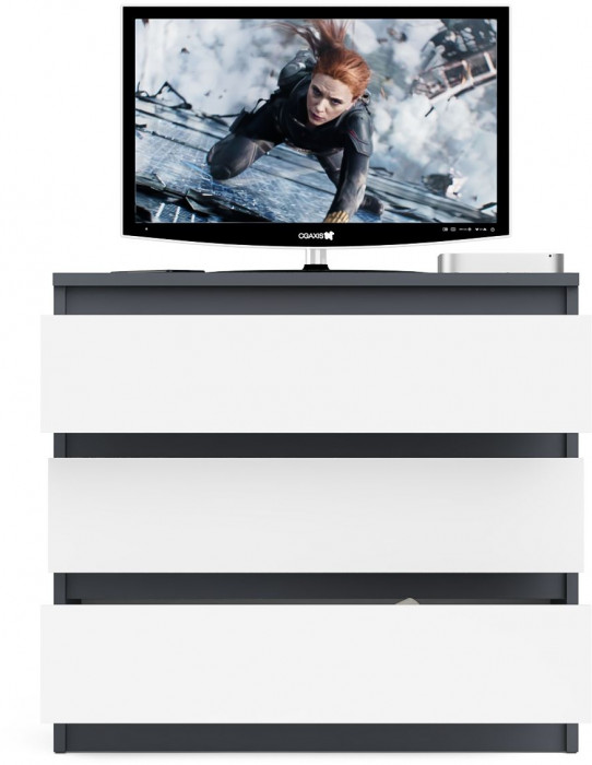 Мори Комод МК800.1, цвет графит/белый, ШхГхВ 80,4х41х73 см.