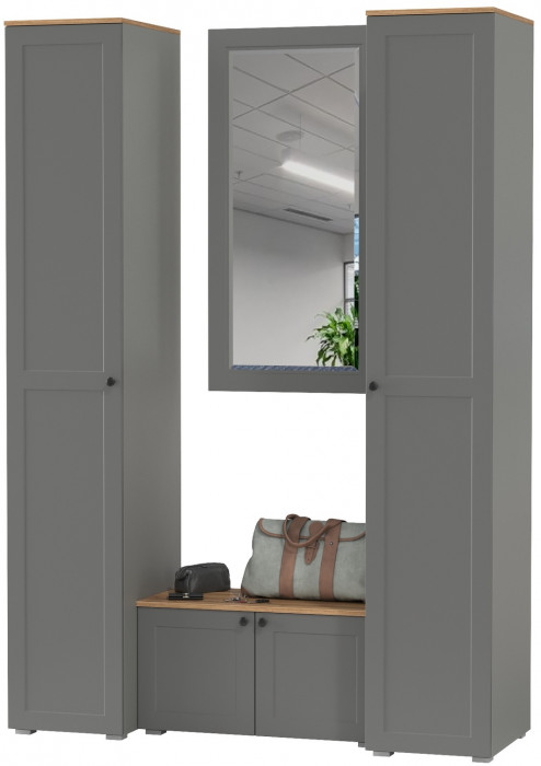 Остин Прихожая 36, цвет серый графит/дуб крафт золотой, ШхГхВ 160х54,3х229,6 см., универсальная сборка