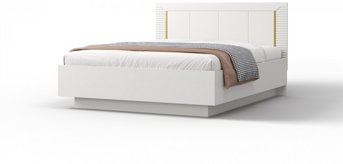 Кровать 160х200 "Карлин" с щитовым основанием - Белый текстурный/Корунд джелато