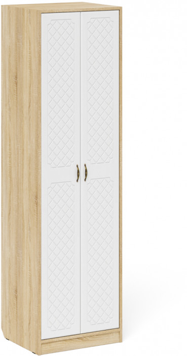 Прихожая П-6 Компоновка № 14, дуб сонома/фасады МДФ белое дерево фрезеровка ромб