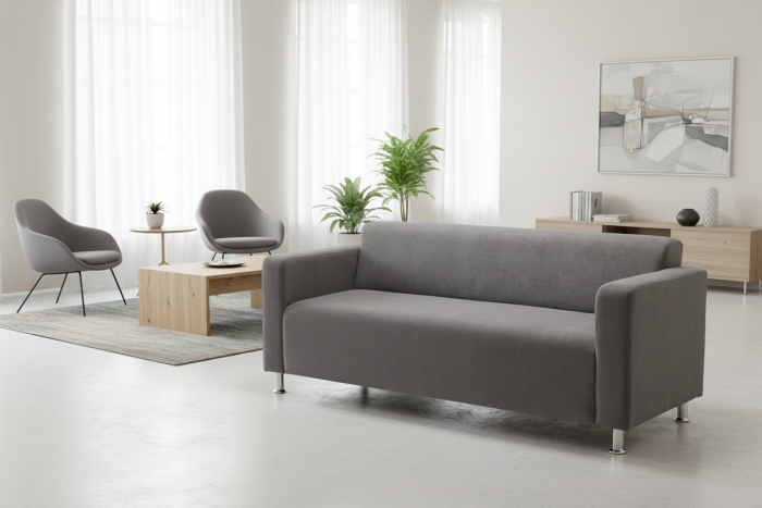 Диван прямой Томи, 200х78х75 см, велюр, серый графит