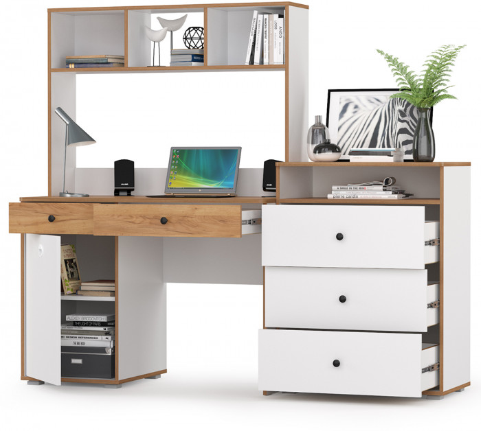 Вуди Компоновка № 49, цвет белый премиум/дуб крафт золотой, ШхГхВ 180х52,7х158,7 см., универсальная сборка