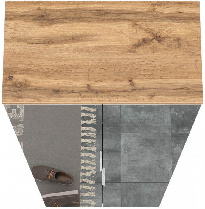 Октава 13.338 Шкаф для одежды, цвет серый графит/дуб крафт золотой/фасады МДФ серый графит и зеркало, ШхГхВ 64,4х35,3х197,6 см.