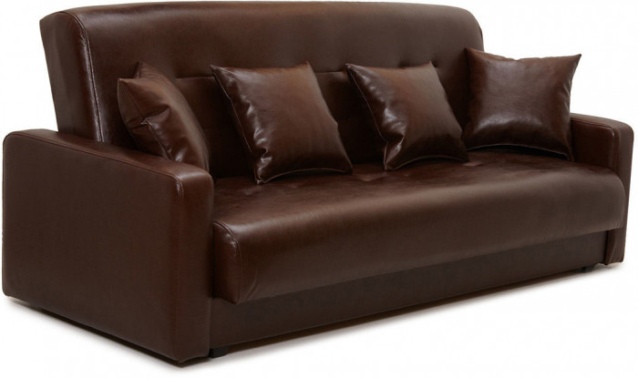 Диван-книжка Аккорд 120х190, экокожа коричневый
