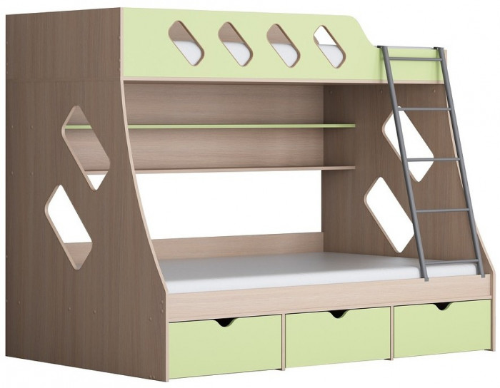 Дельта-20.01 Детская двухъярусная кровать с лестницей (Орех, Дуб молочный)