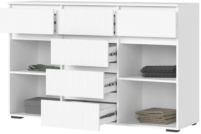 Хелен КМ 05 Комод 6 ящиков (1502х958х460) белый супермат,белый/белый