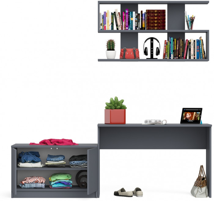 Мори письменный стол МСП1200.1 + Тумба МА900.1 + Полка 1200, графит