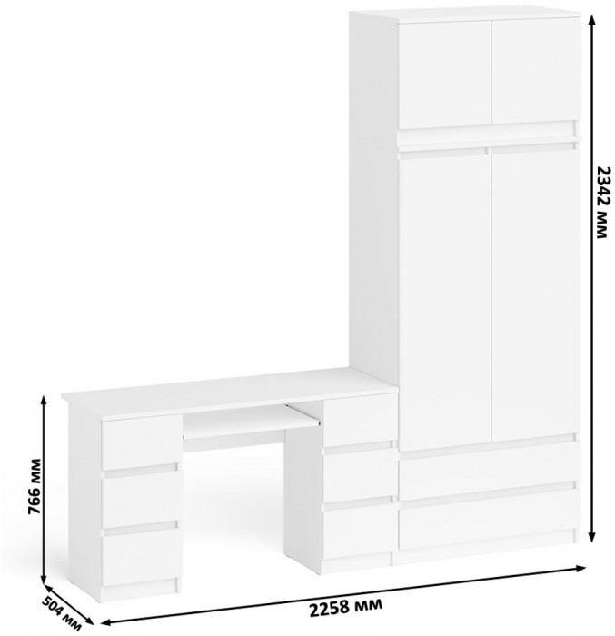 Мори компьютерный стол МС-2 + Шкаф МШ900.1 + Антресоль МА900.1, белый