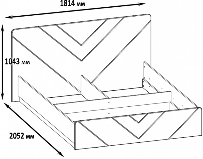 Амели Кровать 11.31 БЕЗ ортопеда, цвет шёлковый камень/бетон чикаго беж, ШхГхВ 181,4х205,2х104,3 см., сп. м. 1600х2000 мм., б/м, БЕЗ ортопеда