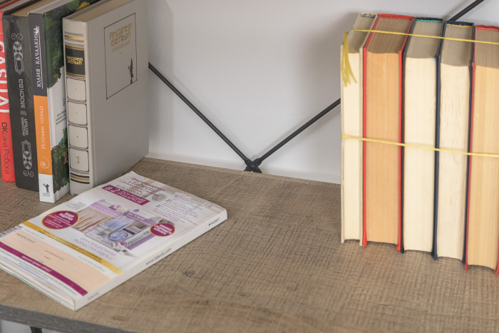 Трувор 13.70 Тумба под ТВ + 13.151.01 Стеллаж, дуб гранж песочный/интра