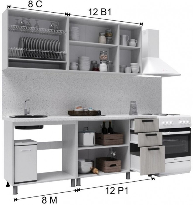 Кухонный гарнитур Луксор 2,0м Клен белый