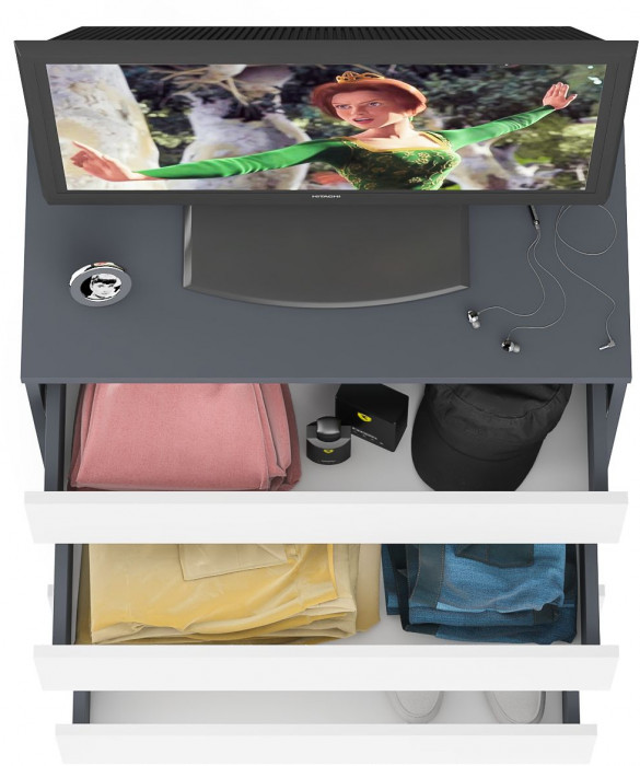 Мори Комод МК800.4, цвет графит/белый, ШхГхВ 80,4х41х94 см.