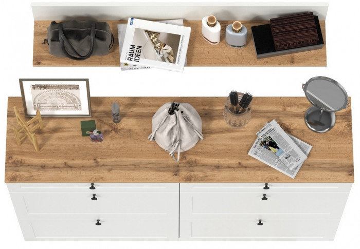 Остин Прихожая 66, белый шагрень/дуб крафт золотой