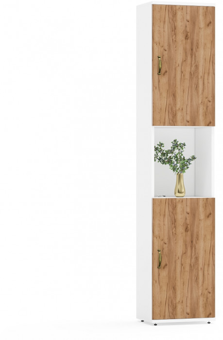 Лидер-8 Стол + Пенал, белый шагрень/крафт золото