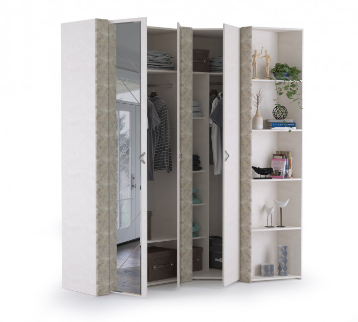 Амели Набор шкафов 2 13.140 + 13.131 + 13.133, цвет шёлковый камень/бетон чикаго беж, ШхГхВ 121,1х189,3х230 см.