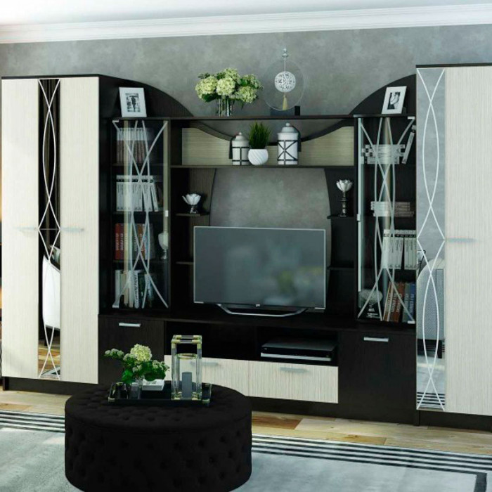 Гостиная ОЛЬБИЯ центральная секция шимо темный/шимо светлый