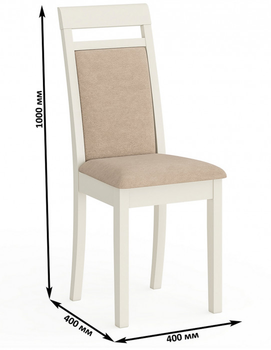 Стул Мебель--24 разборный Гольф-12, цвет слоновая кость, обивка ткань велюр бежевый 05, 40х40х100 см., от пола до верха сиденья 47 см. (мягкая спинка)