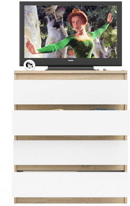 Мори Комод МК800.4, цвет дуб сонома/белый, ШхГхВ 80,4х41х94 см.